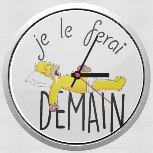  Je le ferai demain Homer Donuts para Reloj de pared