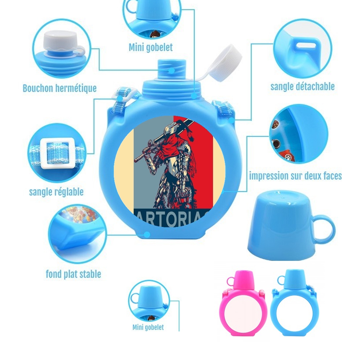  Artorias para Botella infantil resistente a los golpes 730 ml en azul o rosa