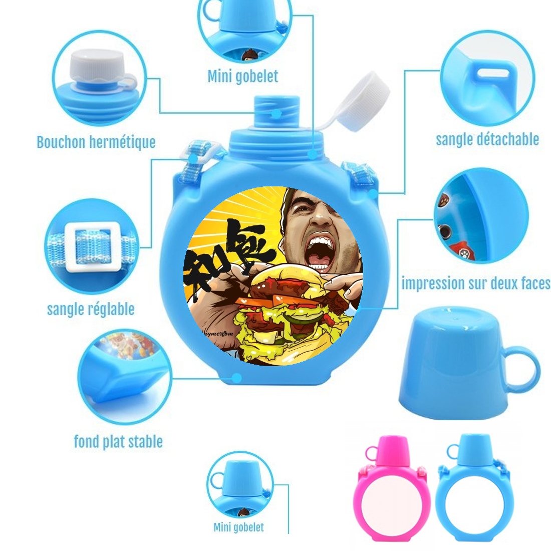  Bigmouth para Botella infantil resistente a los golpes 730 ml en azul o rosa