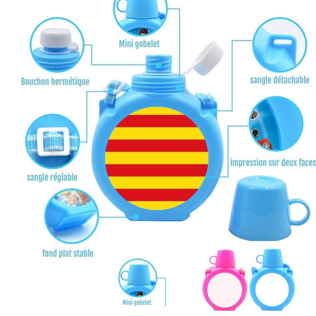  Cataluña para Botella infantil resistente a los golpes 730 ml en azul o rosa