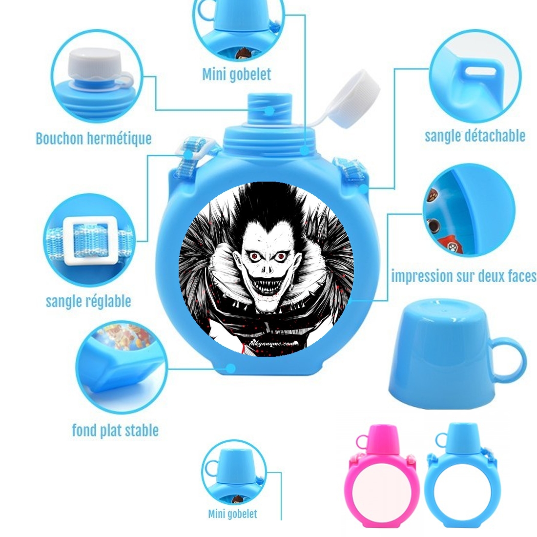  Death Note  para Botella infantil resistente a los golpes 730 ml en azul o rosa