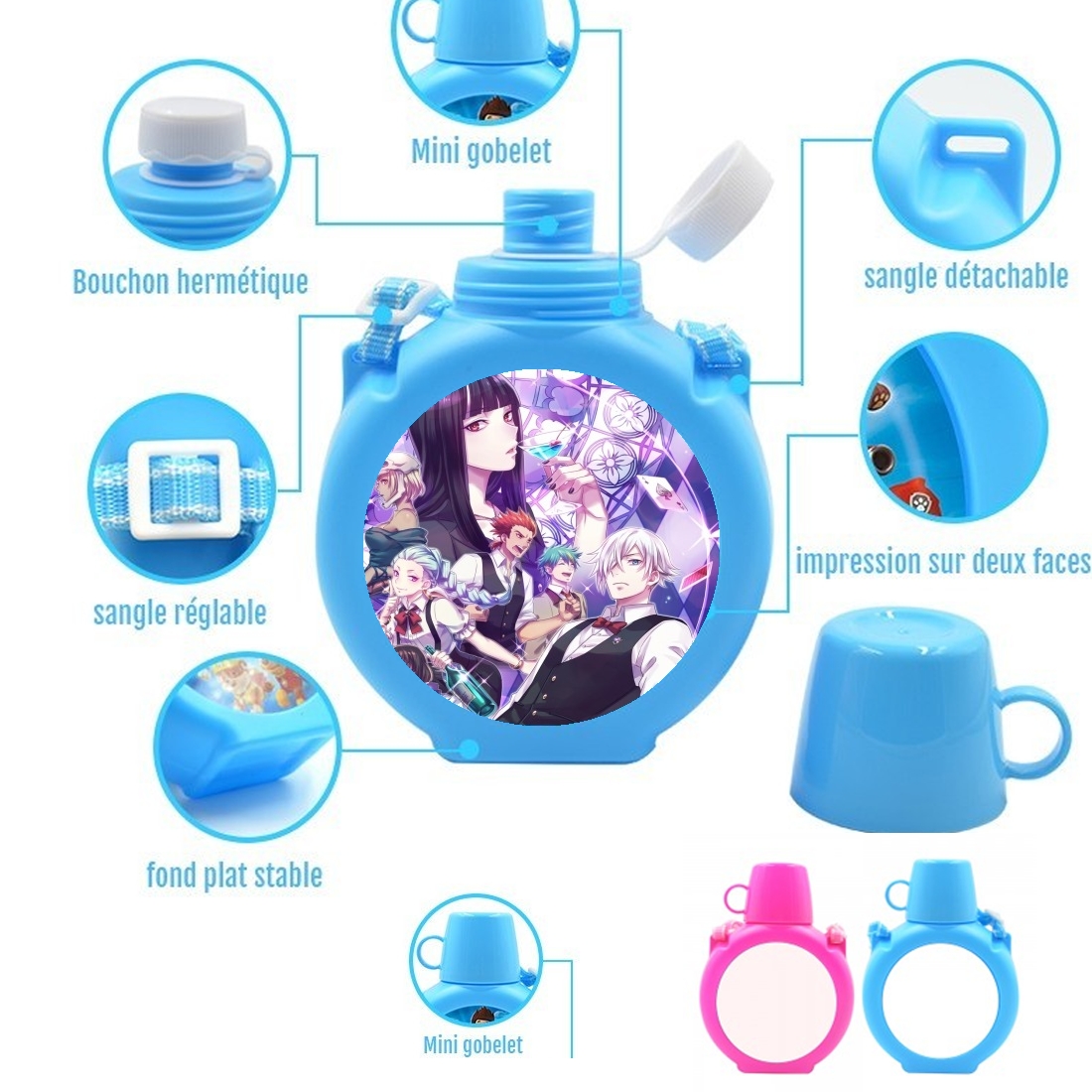  Death Parade para Botella infantil resistente a los golpes 730 ml en azul o rosa