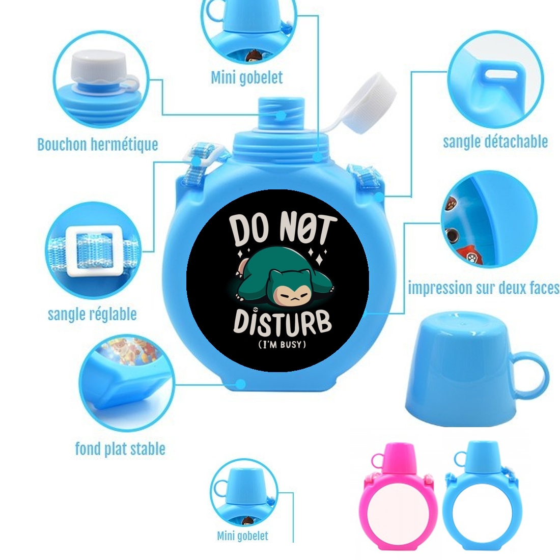  Do not disturb im busy para Botella infantil resistente a los golpes 730 ml en azul o rosa