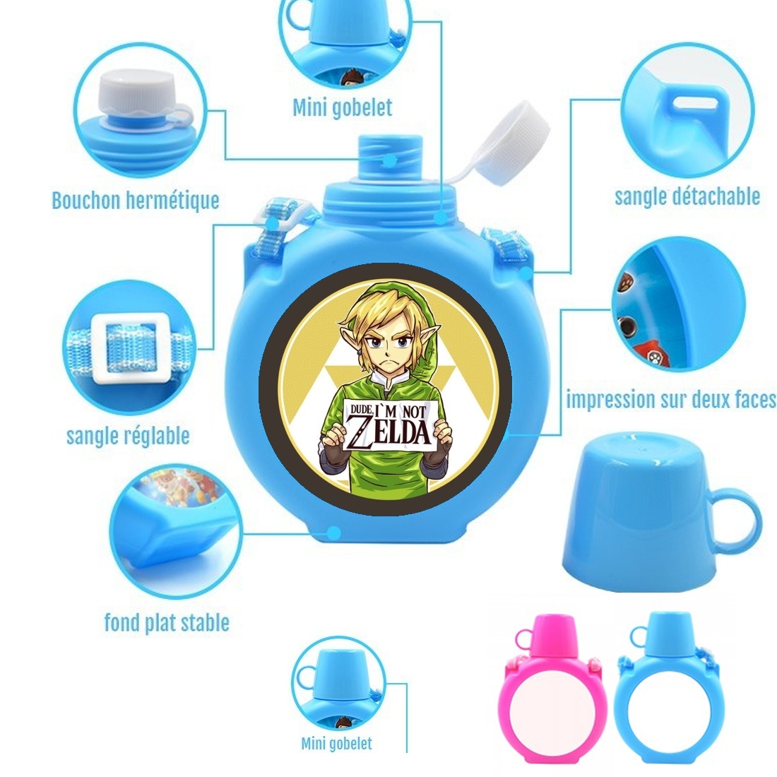  Im not Zelda para Botella infantil resistente a los golpes 730 ml en azul o rosa