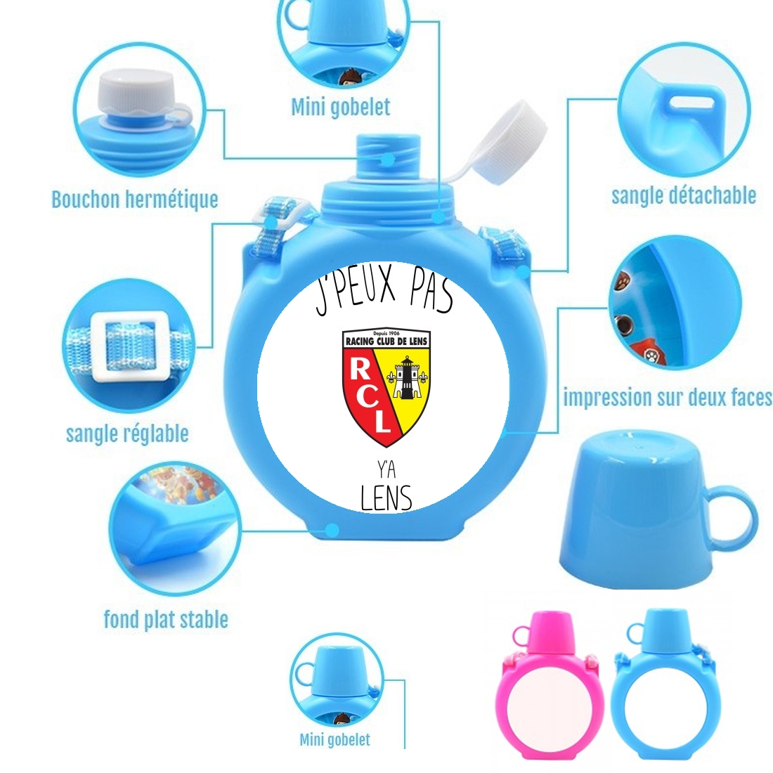  Je peux pas ya Lens para Botella infantil resistente a los golpes 730 ml en azul o rosa