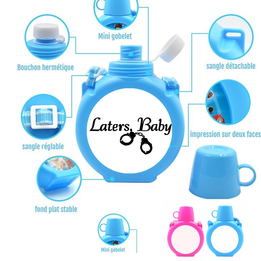  Laters Baby fifty shades of grey para Botella infantil resistente a los golpes 730 ml en azul o rosa