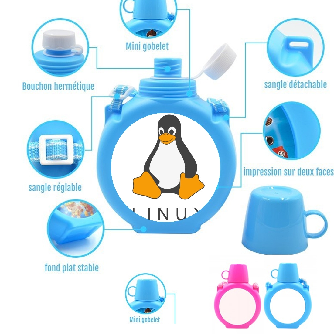  Linux Hosting para Botella infantil resistente a los golpes 730 ml en azul o rosa