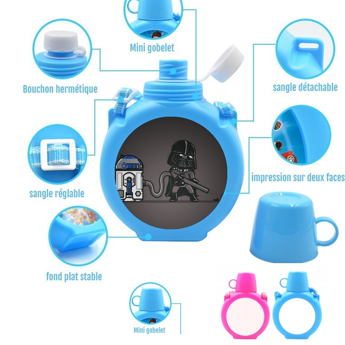  Robotic Hoover para Botella infantil resistente a los golpes 730 ml en azul o rosa