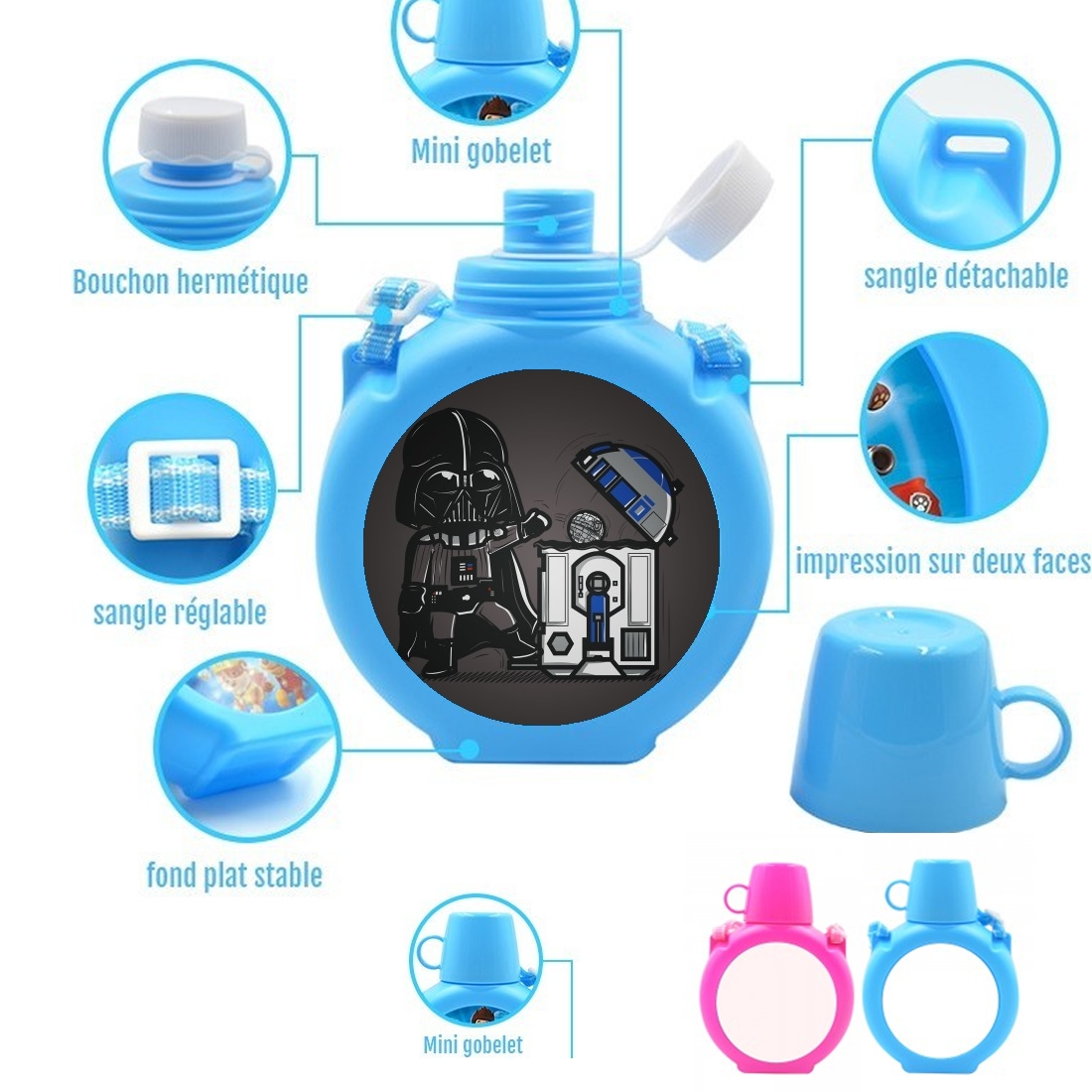  Robotic Trashcan para Botella infantil resistente a los golpes 730 ml en azul o rosa