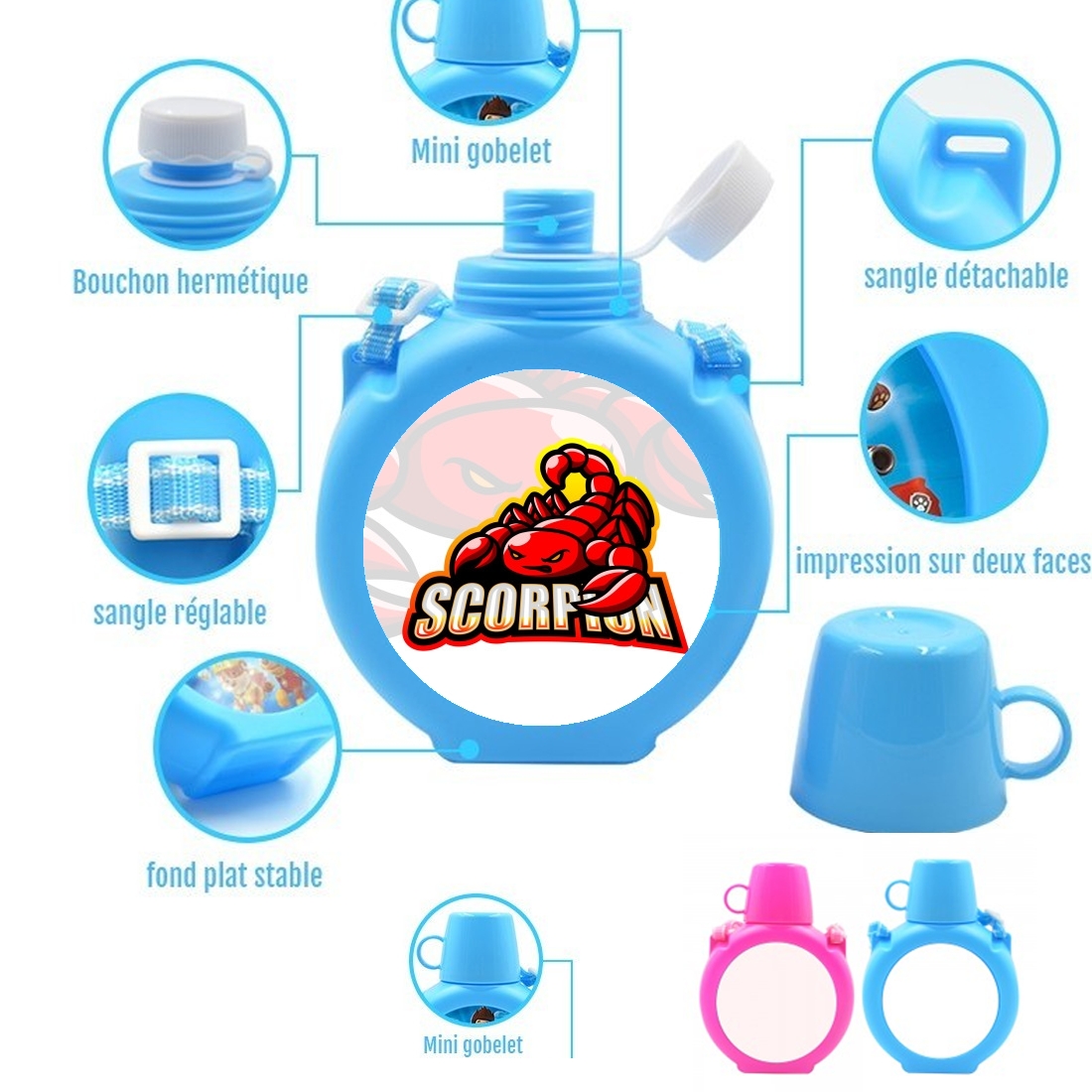  Scorpion esport para Botella infantil resistente a los golpes 730 ml en azul o rosa