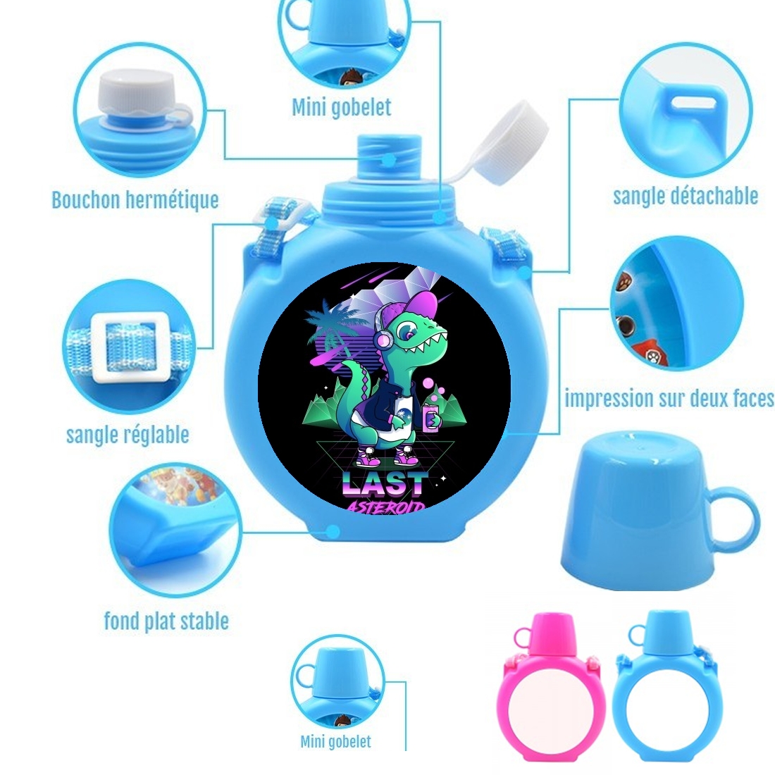  The Last Asteroid para Botella infantil resistente a los golpes 730 ml en azul o rosa