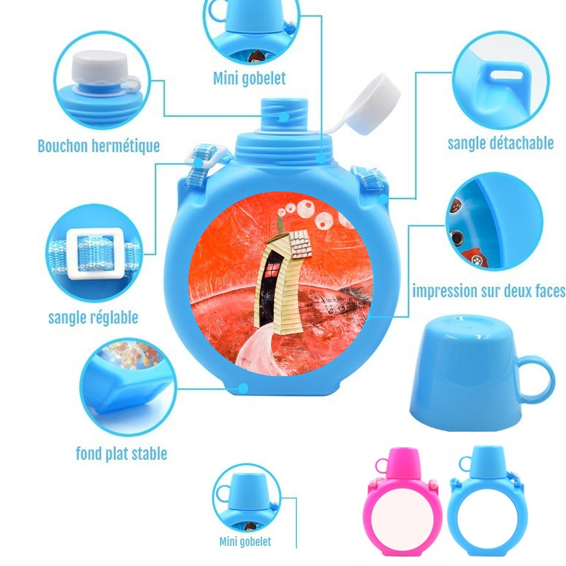  The tale's little house para Botella infantil resistente a los golpes 730 ml en azul o rosa