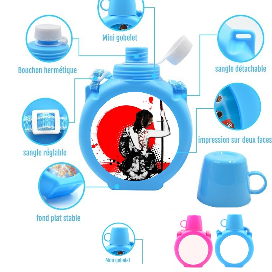  Trash Polka - Female Samurai para Botella infantil resistente a los golpes 730 ml en azul o rosa