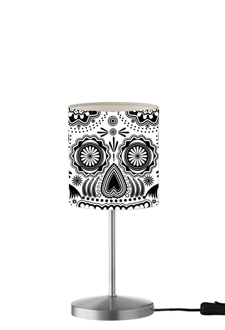  black and white sugar skull para Lámpara de mesa / mesita de noche