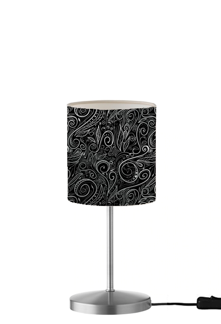  Black Silver Damasks para Lámpara de mesa / mesita de noche