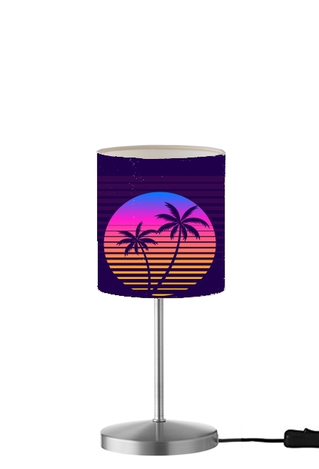  Classic retro 80s style tropical sunset para Lámpara de mesa / mesita de noche