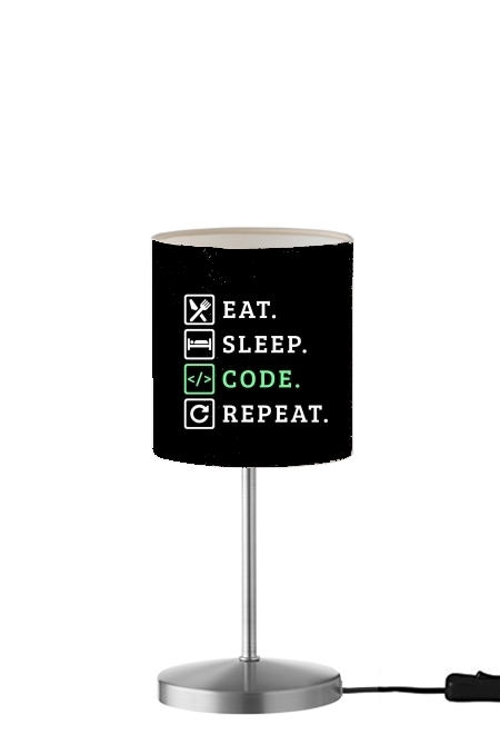  Eat Sleep Code Repeat para Lámpara de mesa / mesita de noche