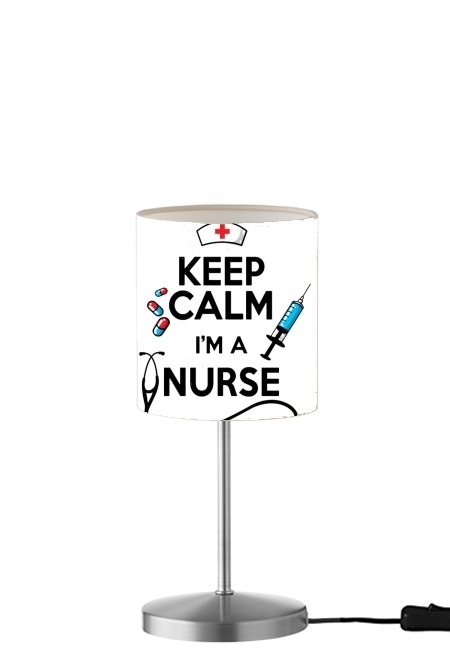  Keep calm I am a nurse para Lámpara de mesa / mesita de noche