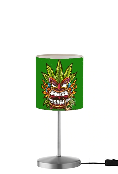  Tiki mask cannabis weed smoking para Lámpara de mesa / mesita de noche