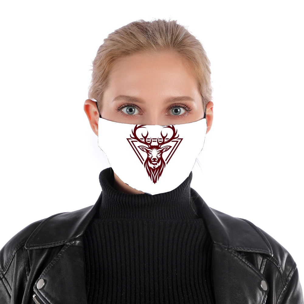  Vintage deer hunter logo para Mascarilla para nariz y boca