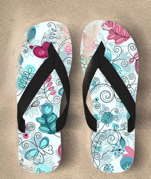  doodle flowers and butterflies para Chanclas