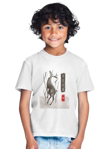  Deer Japan watercolor art para Camiseta de los niños