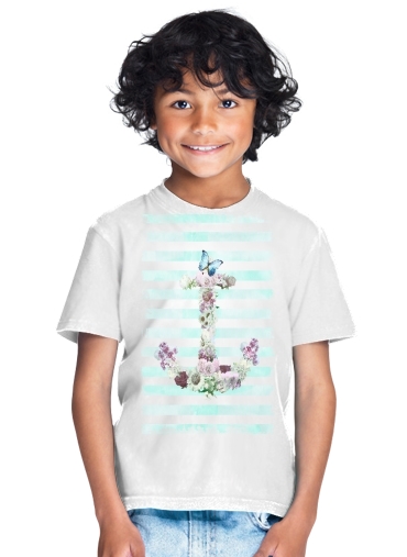  Floral Anchor in mint para Camiseta de los niños