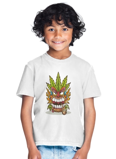  Tiki mask cannabis weed smoking para Camiseta de los niños