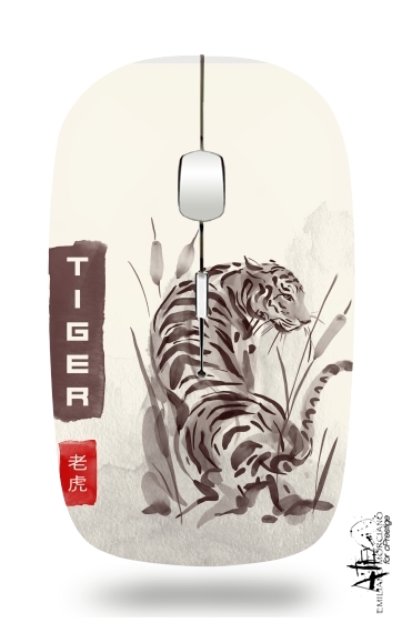  Tiger Japan Watercolor Art para Ratón óptico inalámbrico con receptor USB