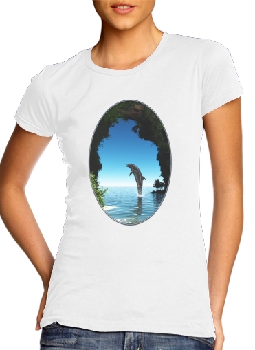  Dolphin in a hidden cave para Camiseta Mujer