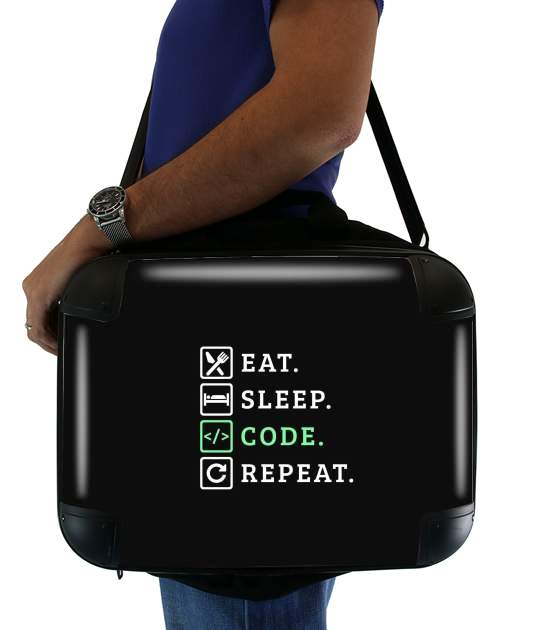  Eat Sleep Code Repeat para bolso de la computadora