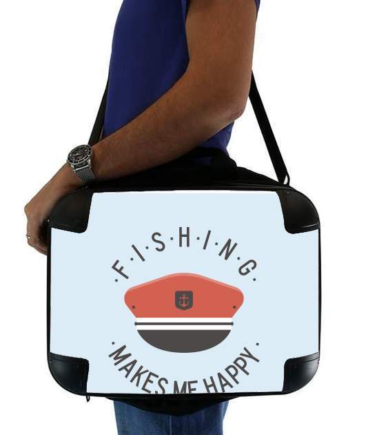  Fishing makes me happy para bolso de la computadora