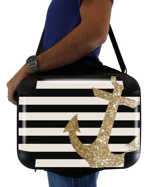  gold glitter anchor in black para bolso de la computadora