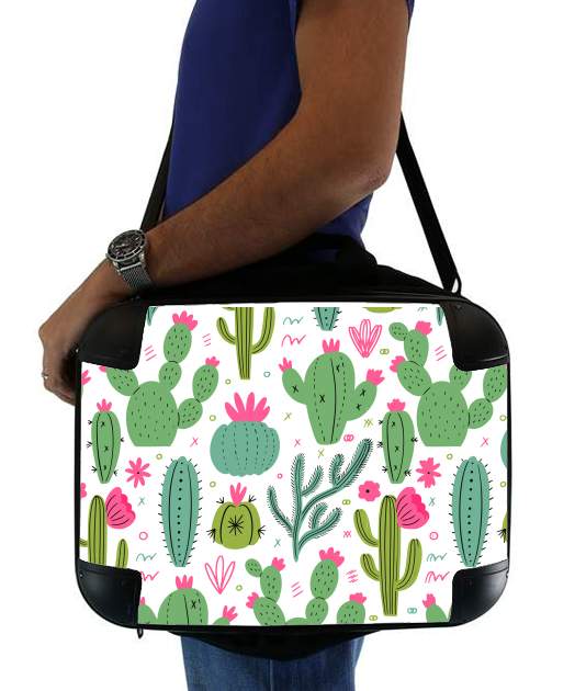  Minimalist pattern with cactus plants para bolso de la computadora