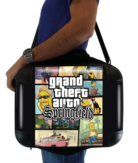  Simpsons Springfield Feat GTA para bolso de la computadora