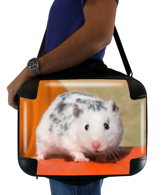  White Dalmatian Hamster with black spots  para bolso de la computadora