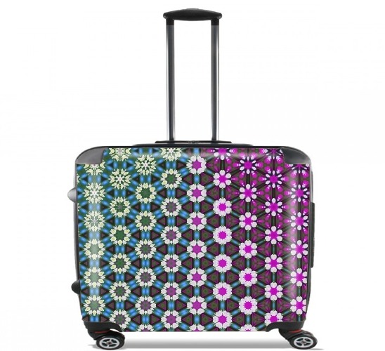  Abstract bright floral geometric pattern teal pink white para Ruedas cabina bolsa de equipaje maleta trolley 17" laptop