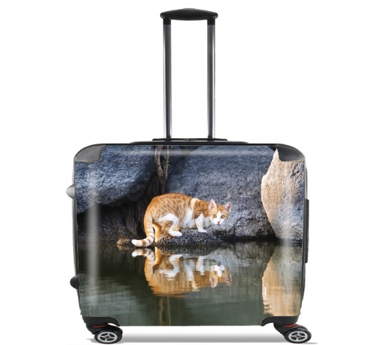  Cat Reflection in Pond Water para Ruedas cabina bolsa de equipaje maleta trolley 17" laptop