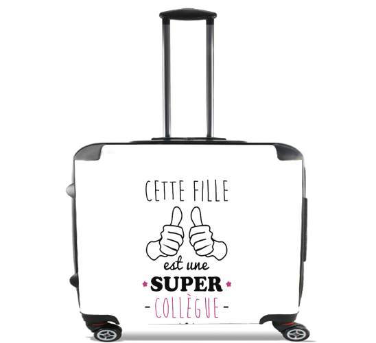  Cette Fille Est Une Super Collegue para Ruedas cabina bolsa de equipaje maleta trolley 17" laptop