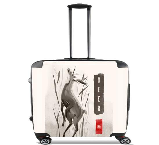  Deer Japan watercolor art para Ruedas cabina bolsa de equipaje maleta trolley 17" laptop