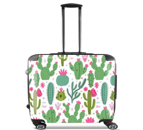  Minimalist pattern with cactus plants para Ruedas cabina bolsa de equipaje maleta trolley 17" laptop