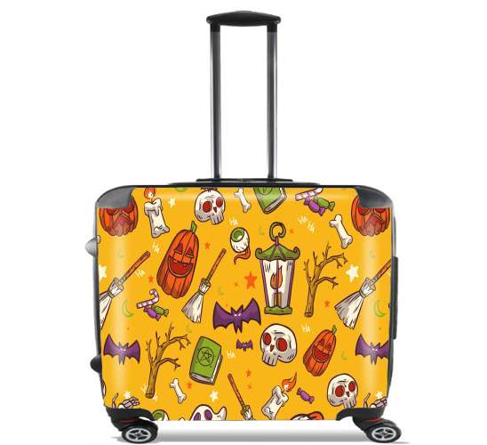  Yellow Halloween Pattern para Ruedas cabina bolsa de equipaje maleta trolley 17" laptop